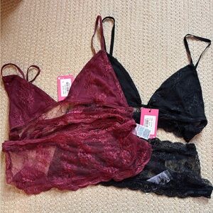 NWT Edikted spice cutout sheer lace camisoles lot of 2